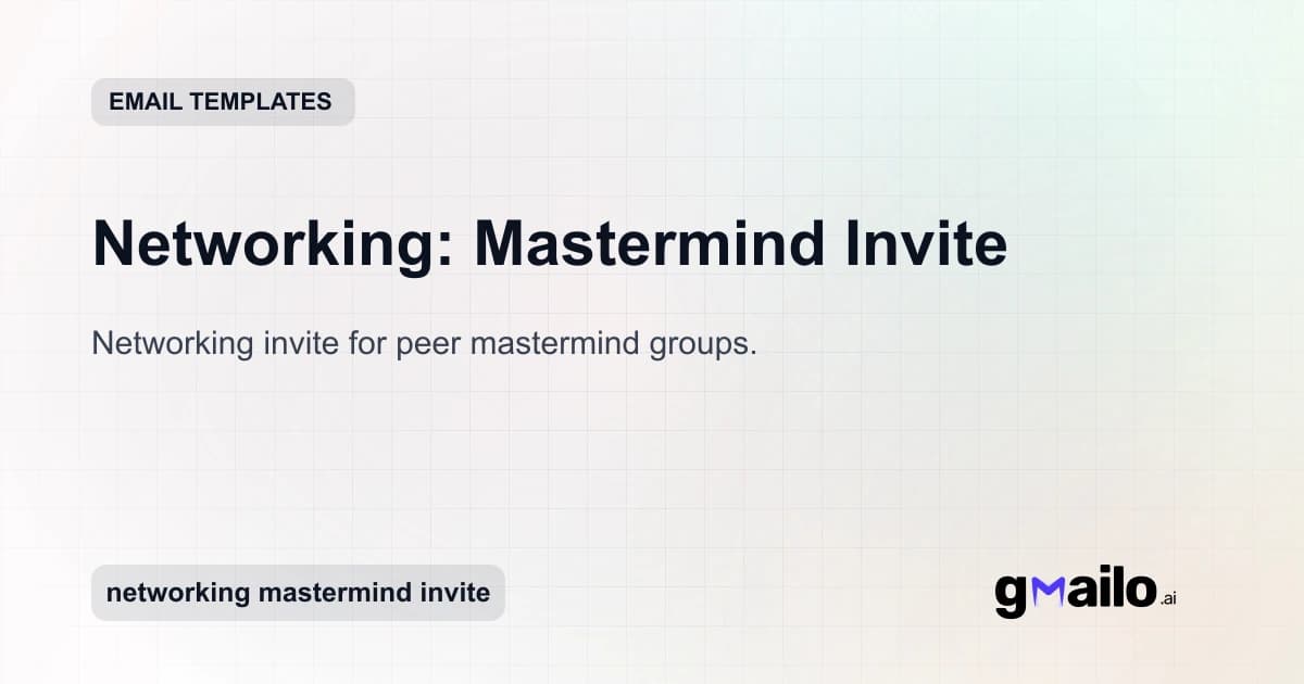 Networking: Mastermind Invite email template thumbnail