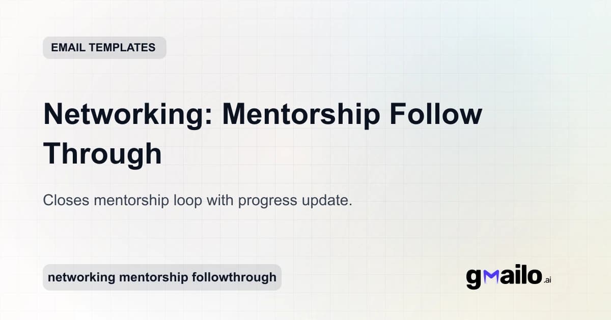 Networking: Mentorship Follow Through email template thumbnail