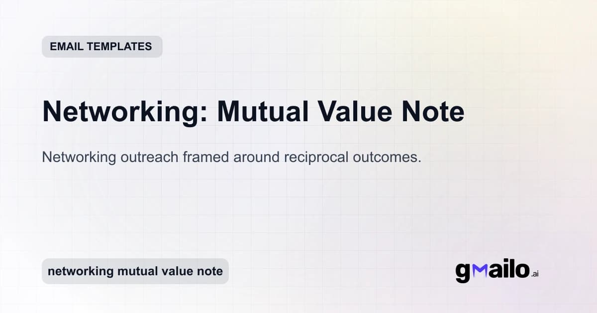 Networking: Mutual Value Note email template thumbnail