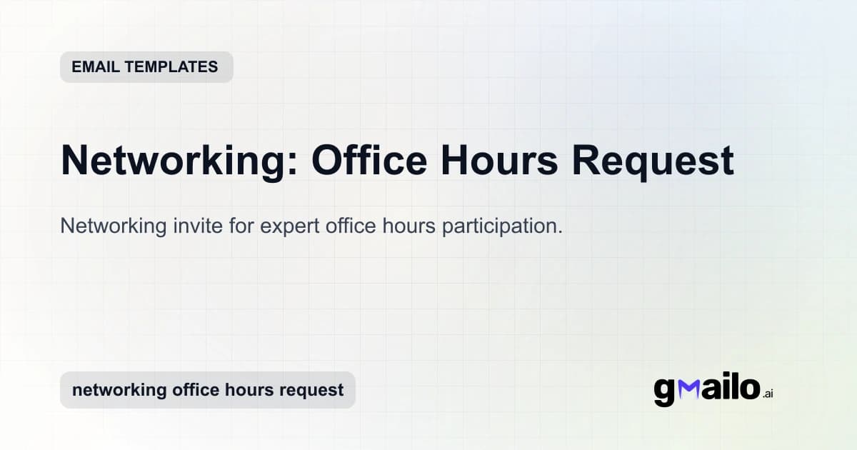 Networking: Office Hours Request email template thumbnail