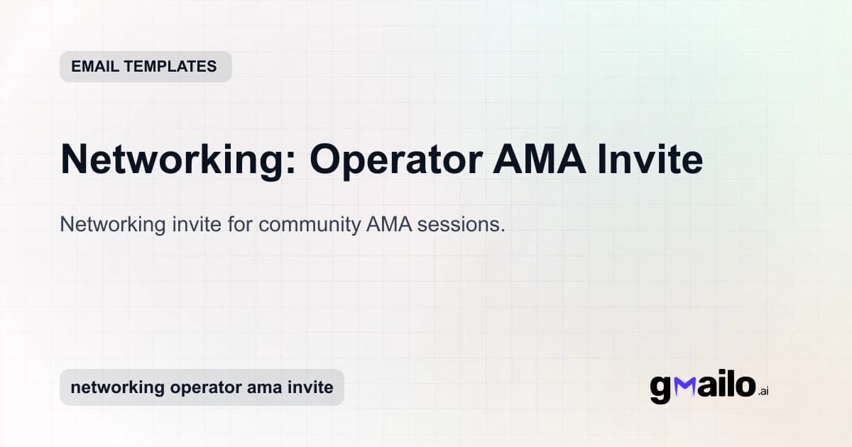Networking: Operator AMA Invite email template thumbnail