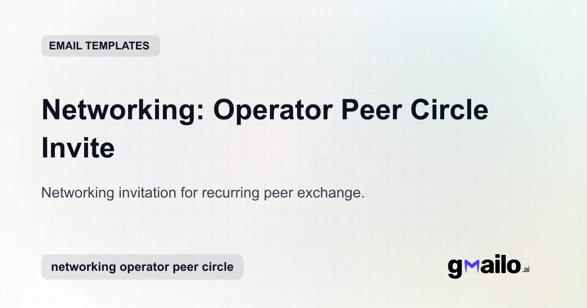 Networking: Operator Peer Circle Invite email template thumbnail