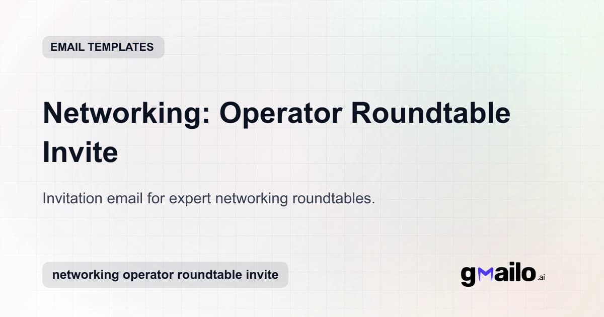 Networking: Operator Roundtable Invite email template thumbnail