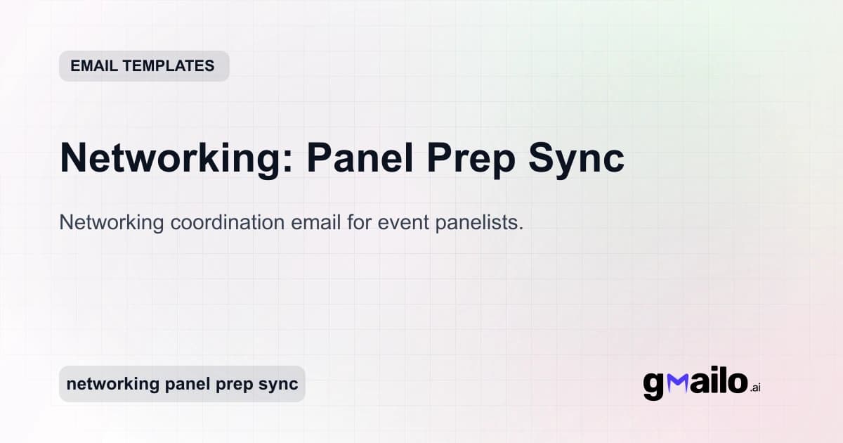 Networking: Panel Prep Sync email template thumbnail