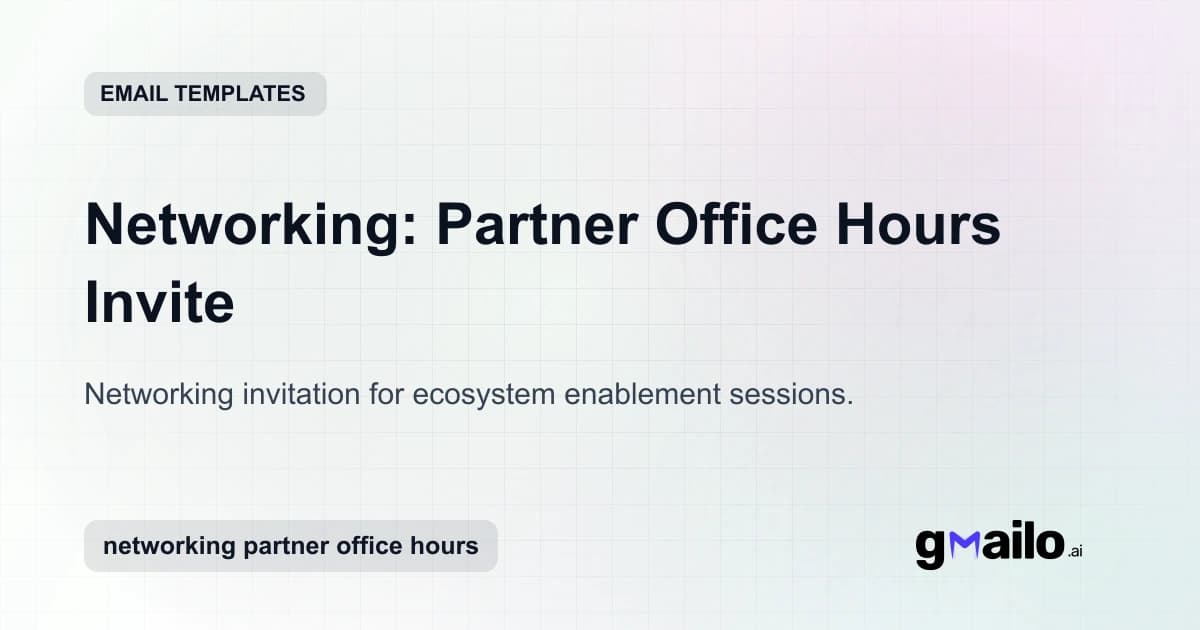 Networking: Partner Office Hours Invite email template thumbnail