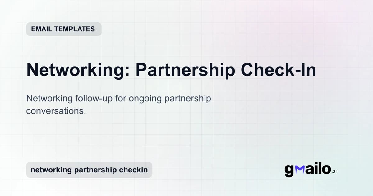 Networking: Partnership Check-In email template thumbnail