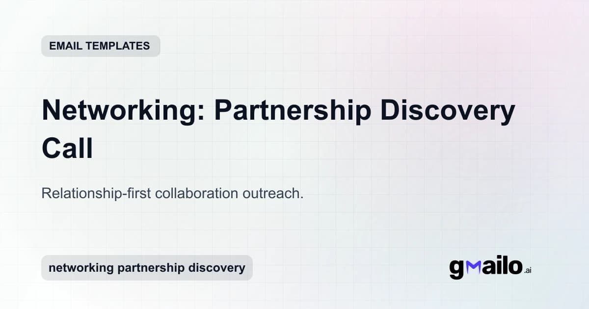 Networking: Partnership Discovery Call email template thumbnail