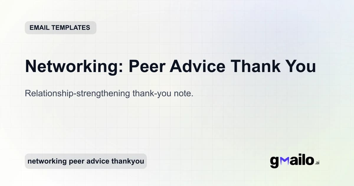 Networking: Peer Advice Thank You email template thumbnail