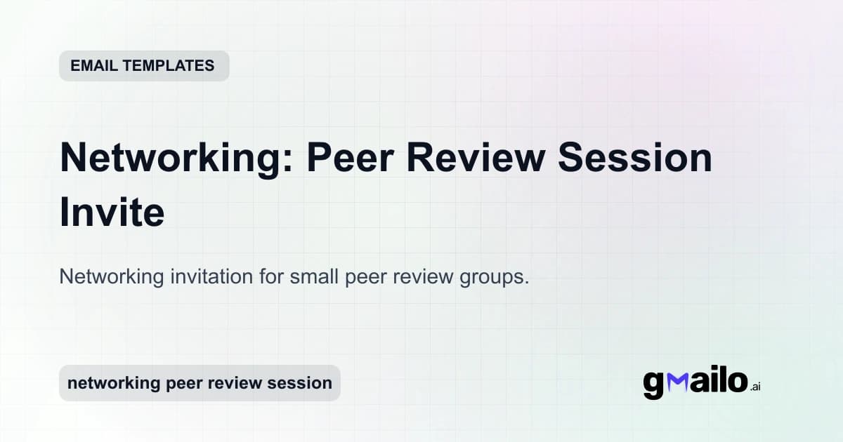 Networking: Peer Review Session Invite email template thumbnail