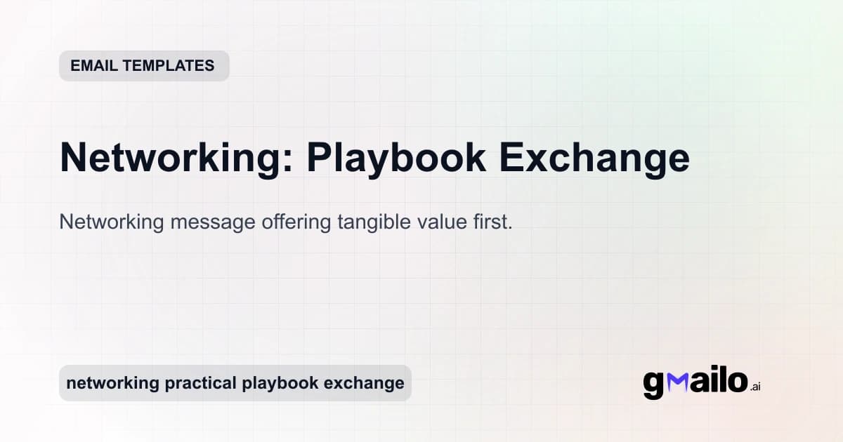 Networking: Playbook Exchange email template thumbnail