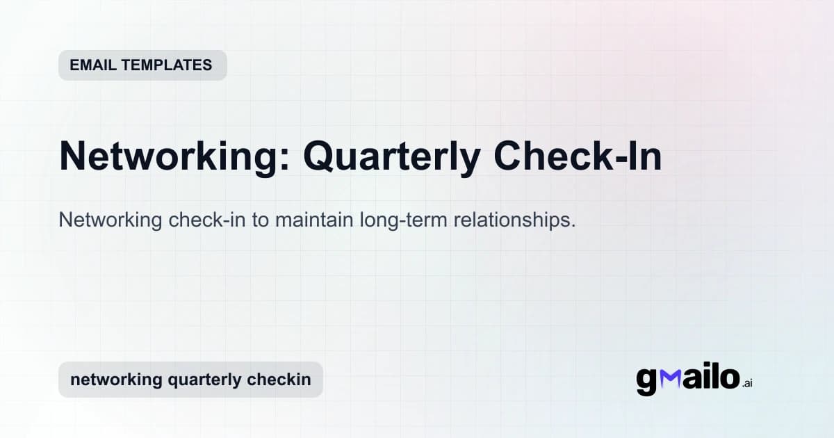 Networking: Quarterly Check-In email template thumbnail