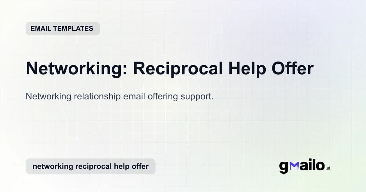 Networking: Reciprocal Help Offer email template thumbnail