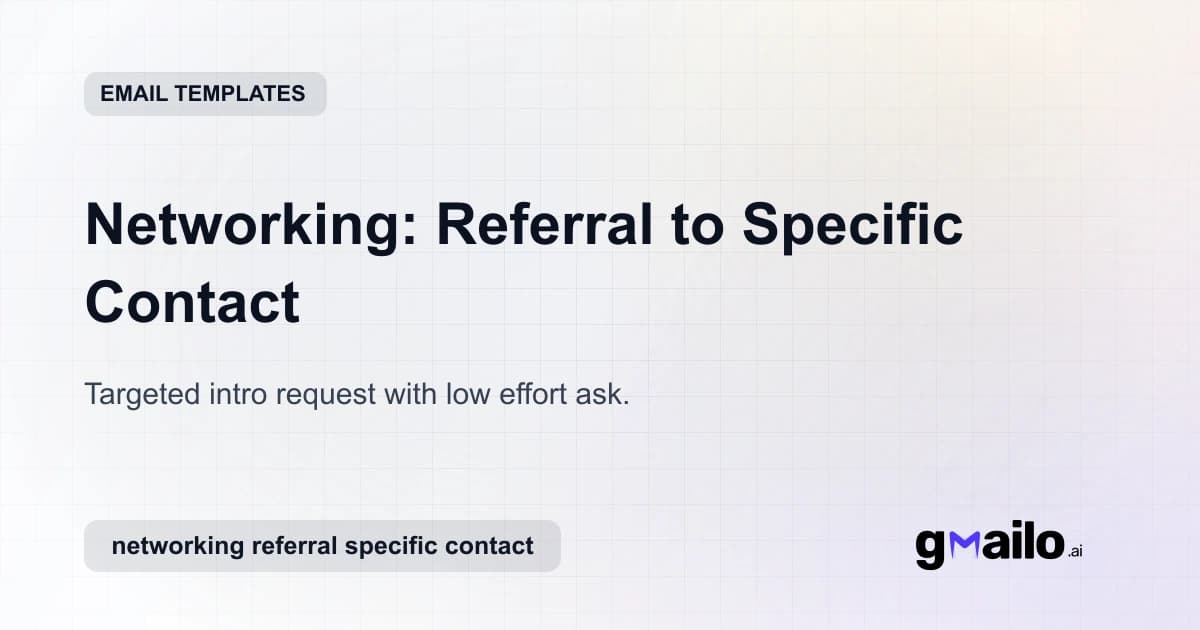 Networking: Referral to Specific Contact email template thumbnail