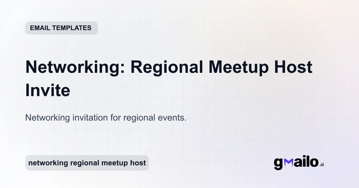 Networking: Regional Meetup Host Invite email template thumbnail