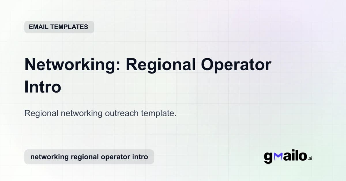 Networking: Regional Operator Intro email template thumbnail