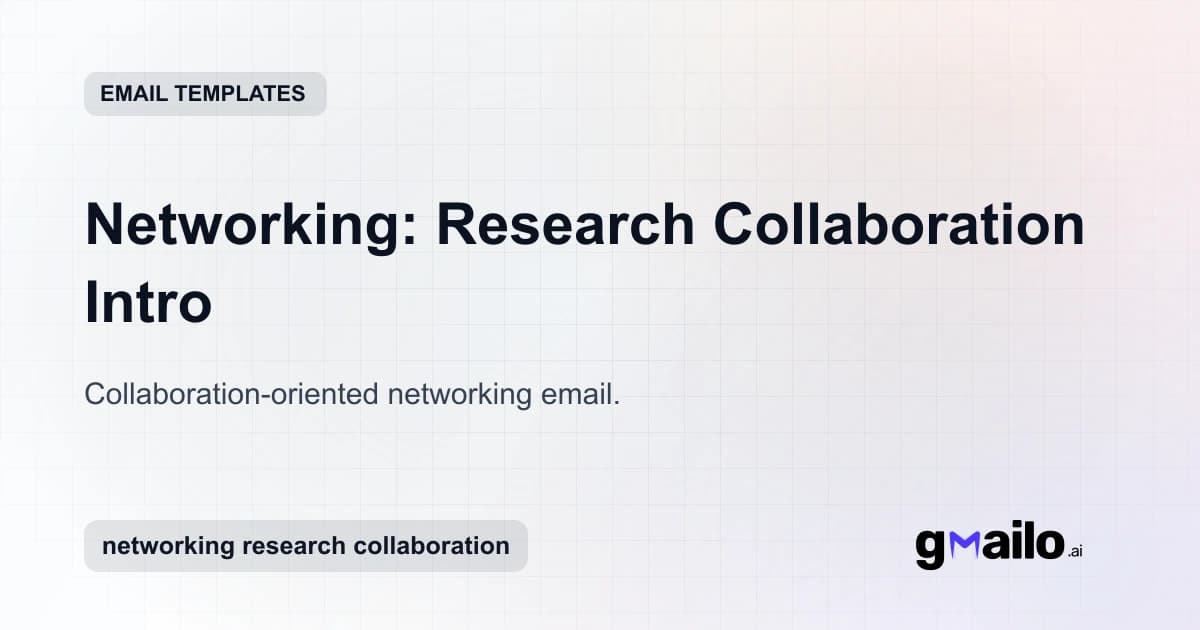 Networking: Research Collaboration Intro email template thumbnail