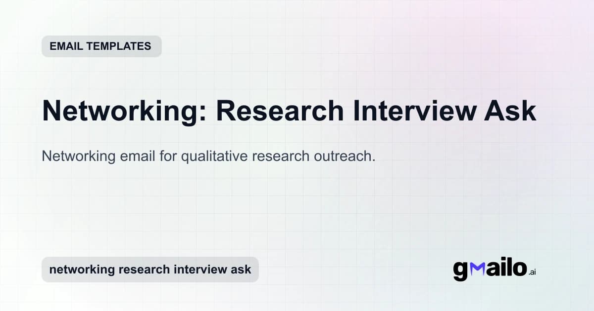 Networking: Research Interview Ask email template thumbnail