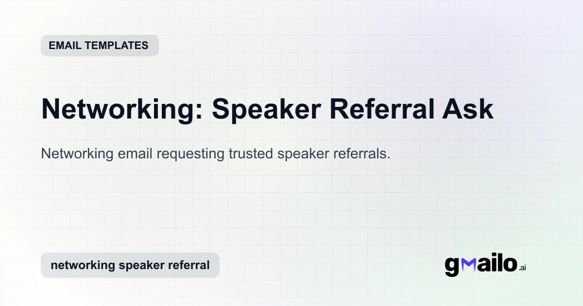 Networking: Speaker Referral Ask email template thumbnail