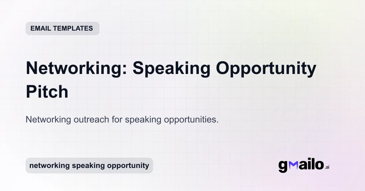 Networking: Speaking Opportunity Pitch email template thumbnail