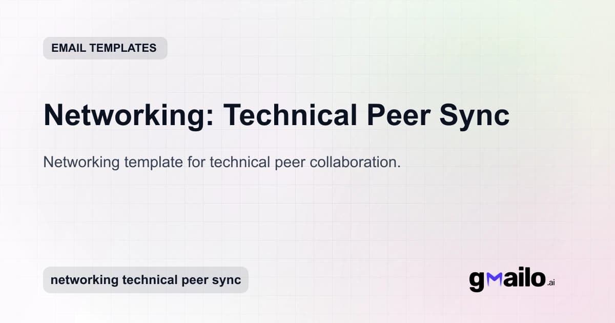 Networking: Technical Peer Sync email template thumbnail