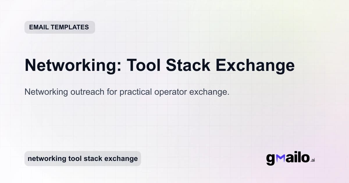 Networking: Tool Stack Exchange email template thumbnail