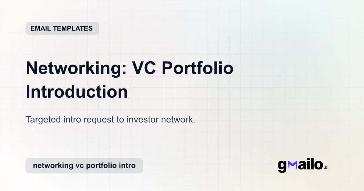 Networking: VC Portfolio Introduction email template thumbnail