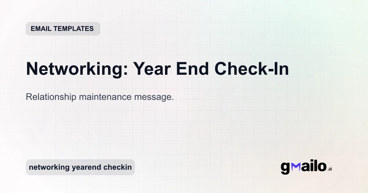 Networking: Year End Check-In email template thumbnail