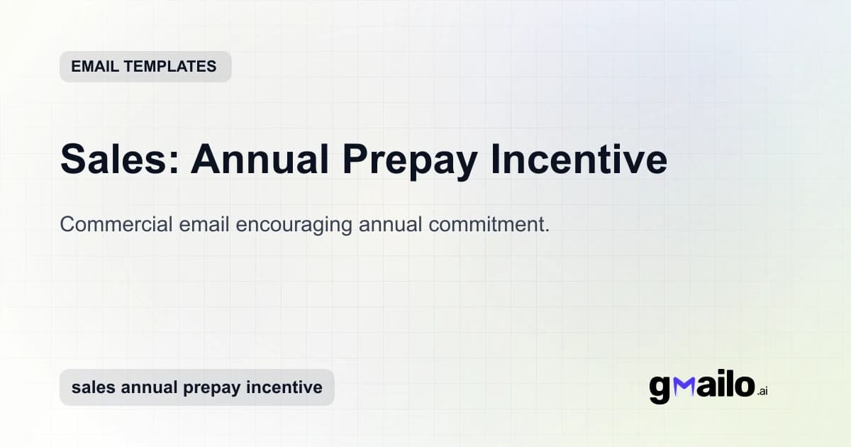 Sales: Annual Prepay Incentive email template thumbnail