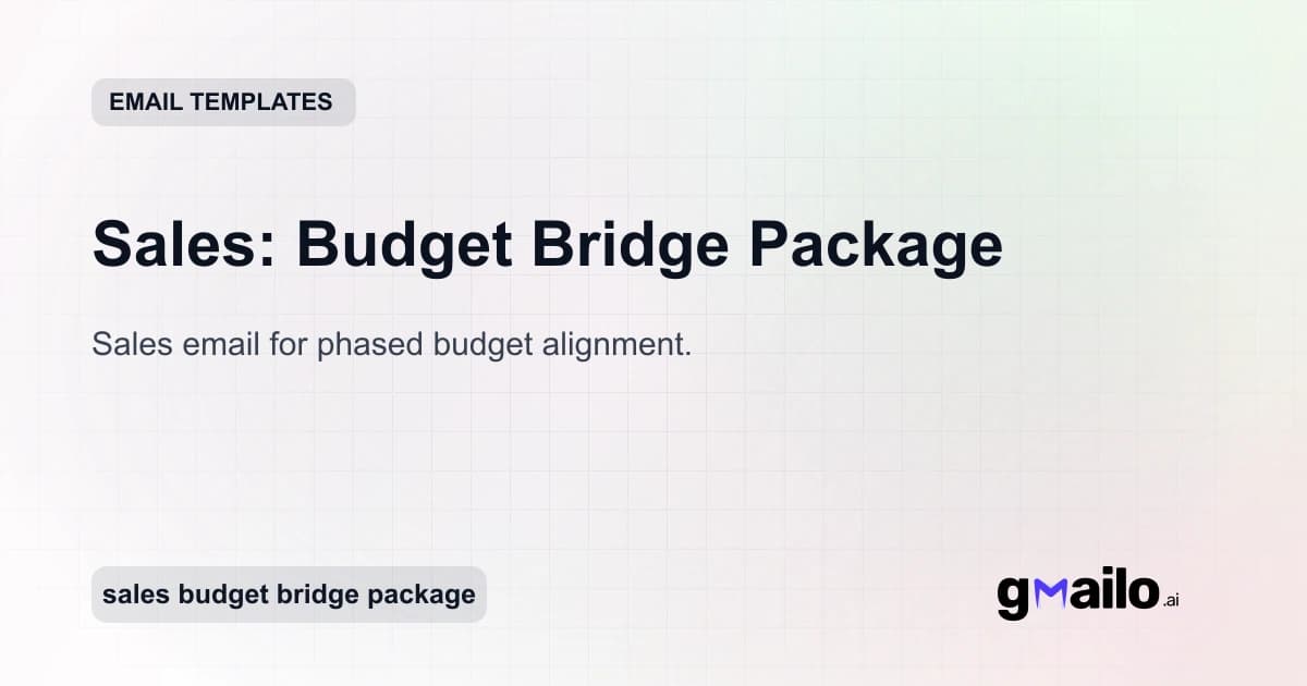 Sales: Budget Bridge Package email template thumbnail