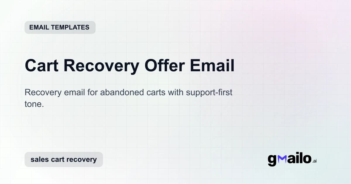 Cart Recovery Offer Email email template thumbnail