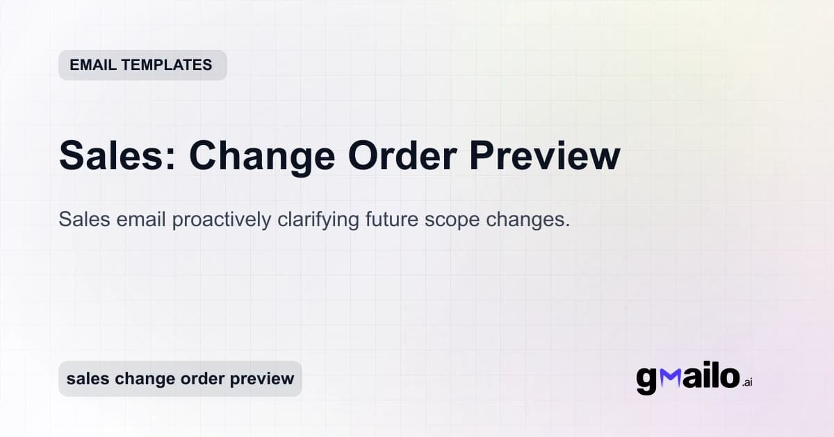 Sales: Change Order Preview email template thumbnail