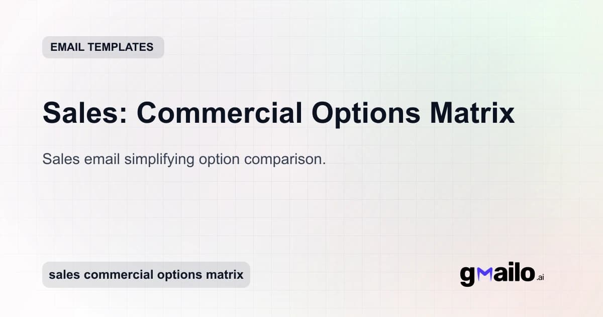 Sales: Commercial Options Matrix email template thumbnail
