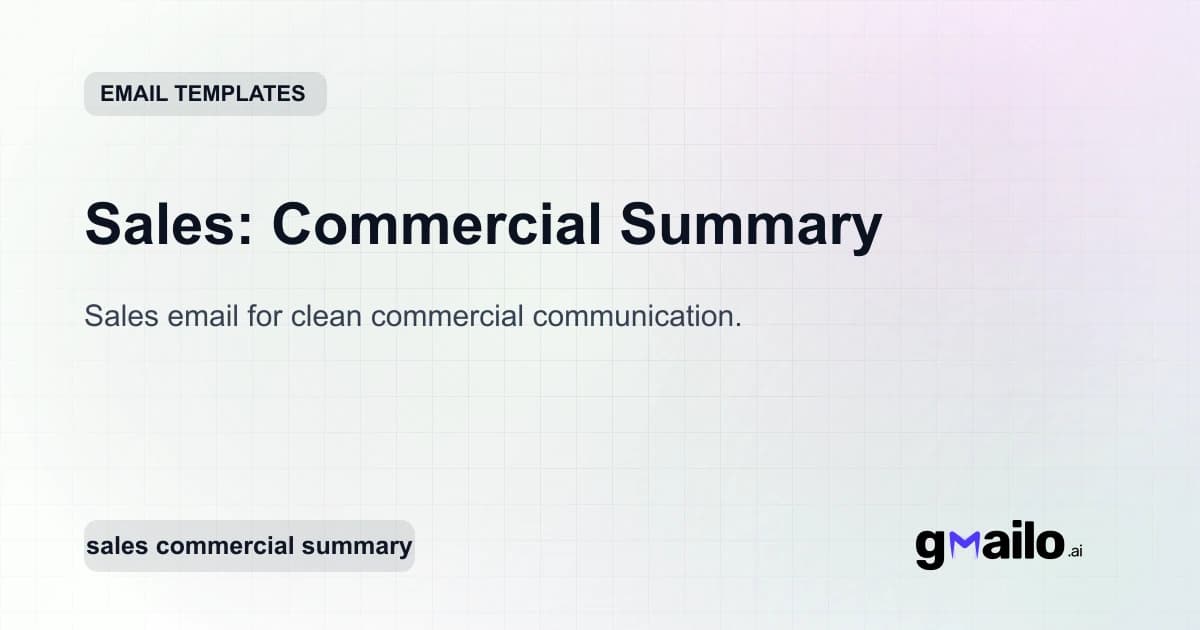 Sales: Commercial Summary email template thumbnail