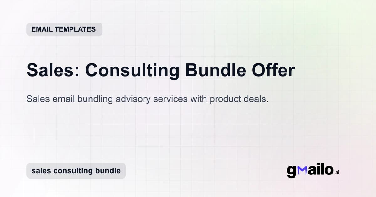 Sales: Consulting Bundle Offer email template thumbnail