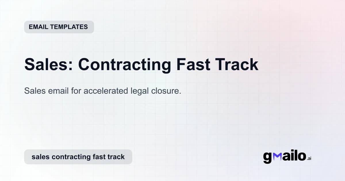 Sales: Contracting Fast Track email template thumbnail