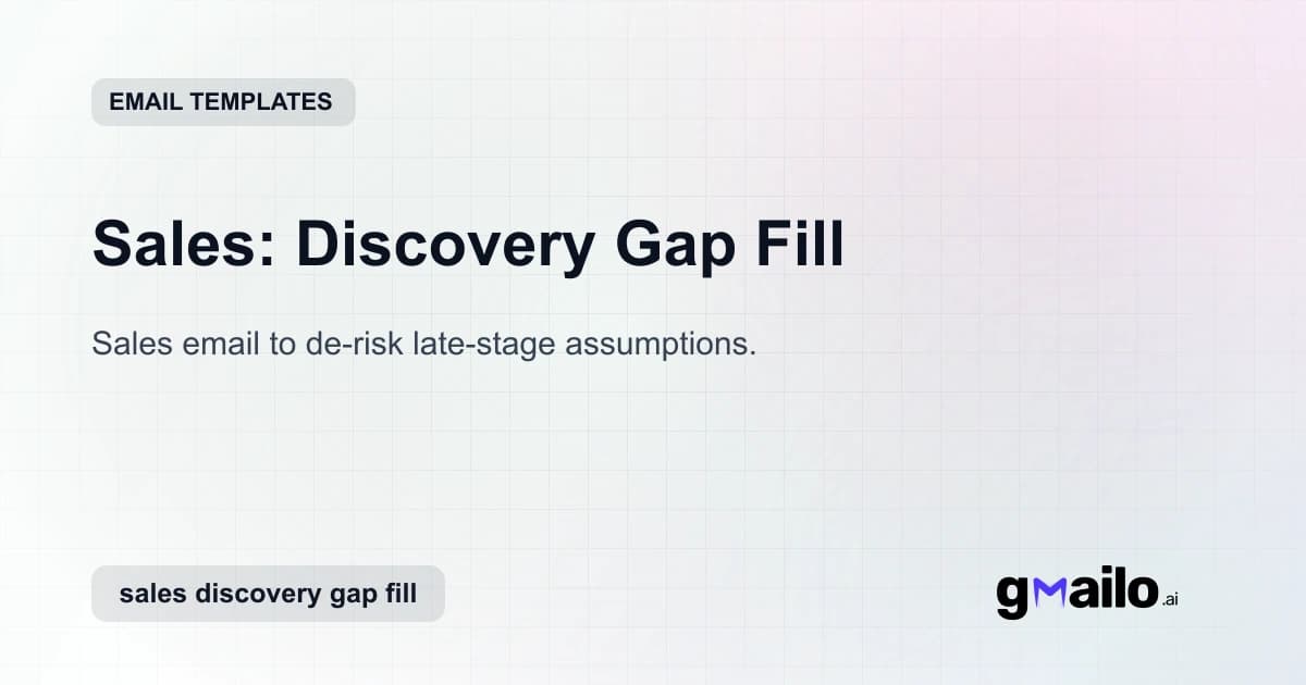 Sales: Discovery Gap Fill email template thumbnail