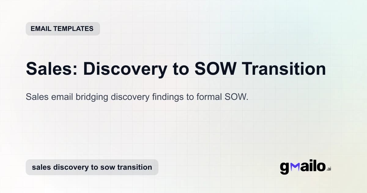Sales: Discovery to SOW Transition email template thumbnail