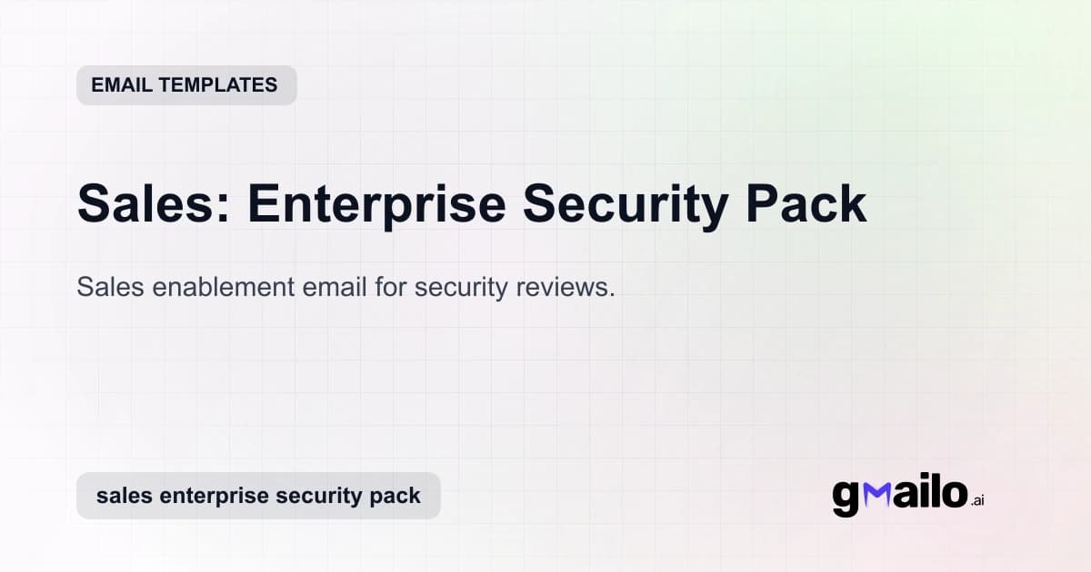 Sales: Enterprise Security Pack email template thumbnail