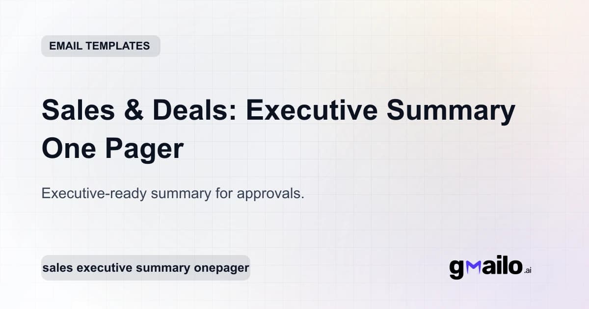 Sales & Deals: Executive Summary One Pager email template thumbnail