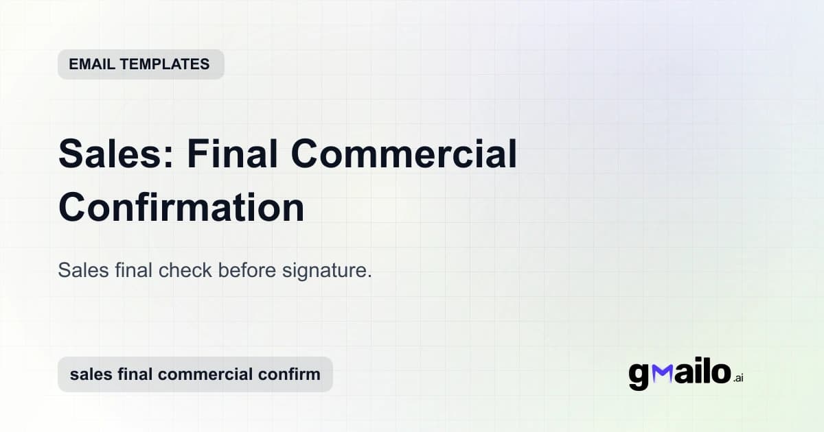 Sales: Final Commercial Confirmation email template thumbnail