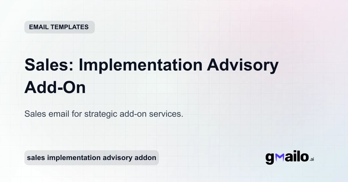 Sales: Implementation Advisory Add-On email template thumbnail