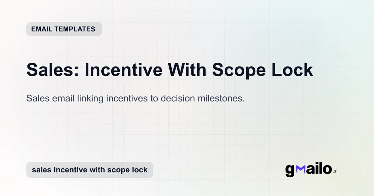 Sales: Incentive With Scope Lock email template thumbnail