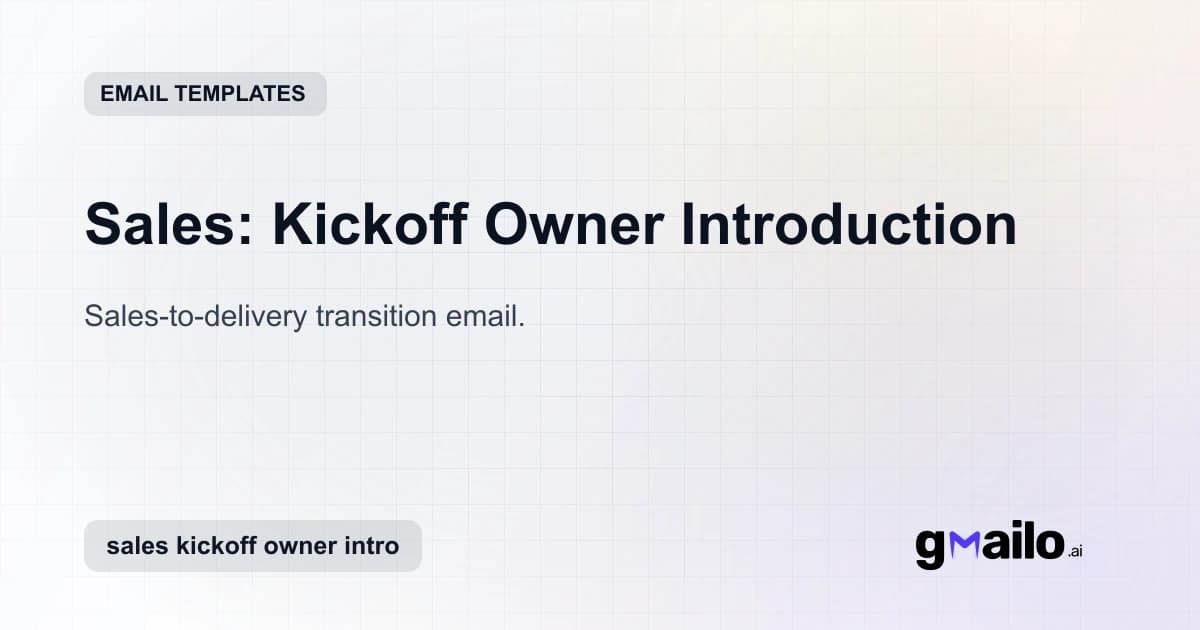 Sales: Kickoff Owner Introduction email template thumbnail