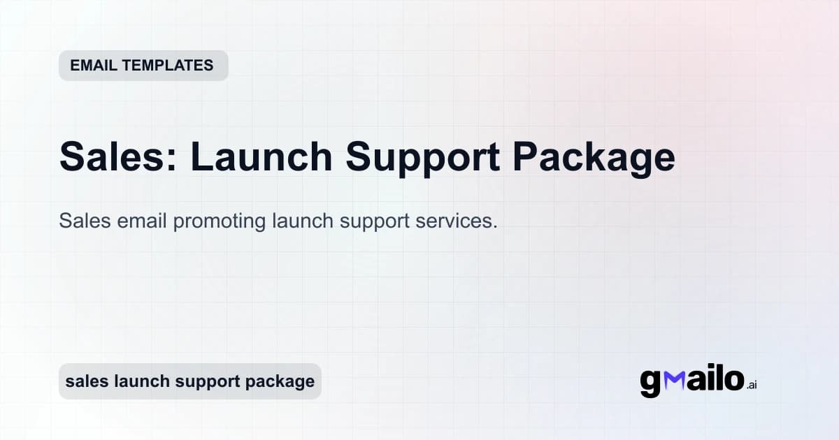 Sales: Launch Support Package email template thumbnail