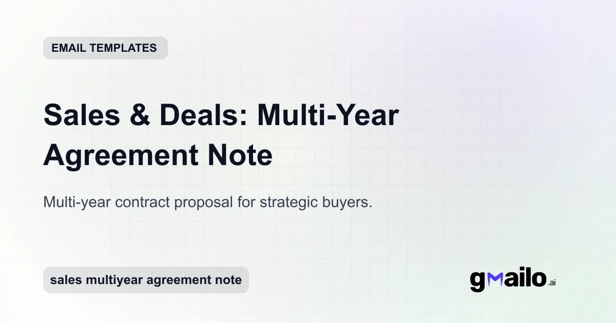 Sales & Deals: Multi-Year Agreement Note email template thumbnail