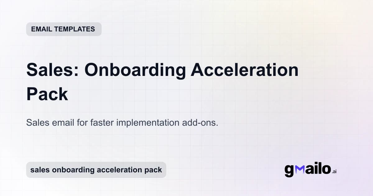 Sales: Onboarding Acceleration Pack email template thumbnail