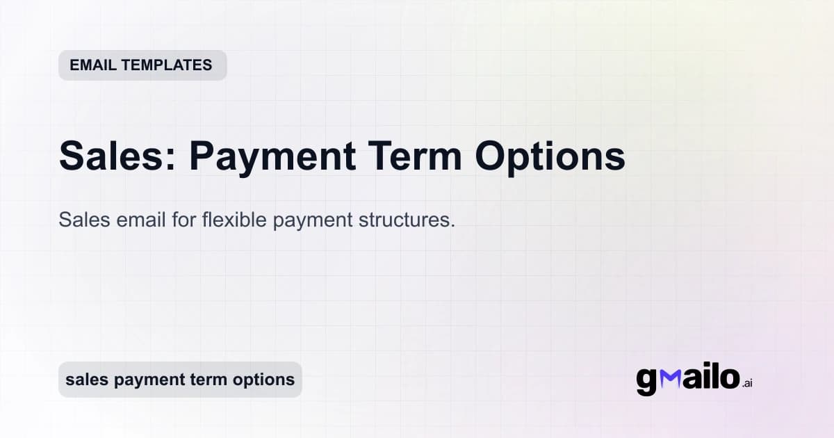 Sales: Payment Term Options email template thumbnail