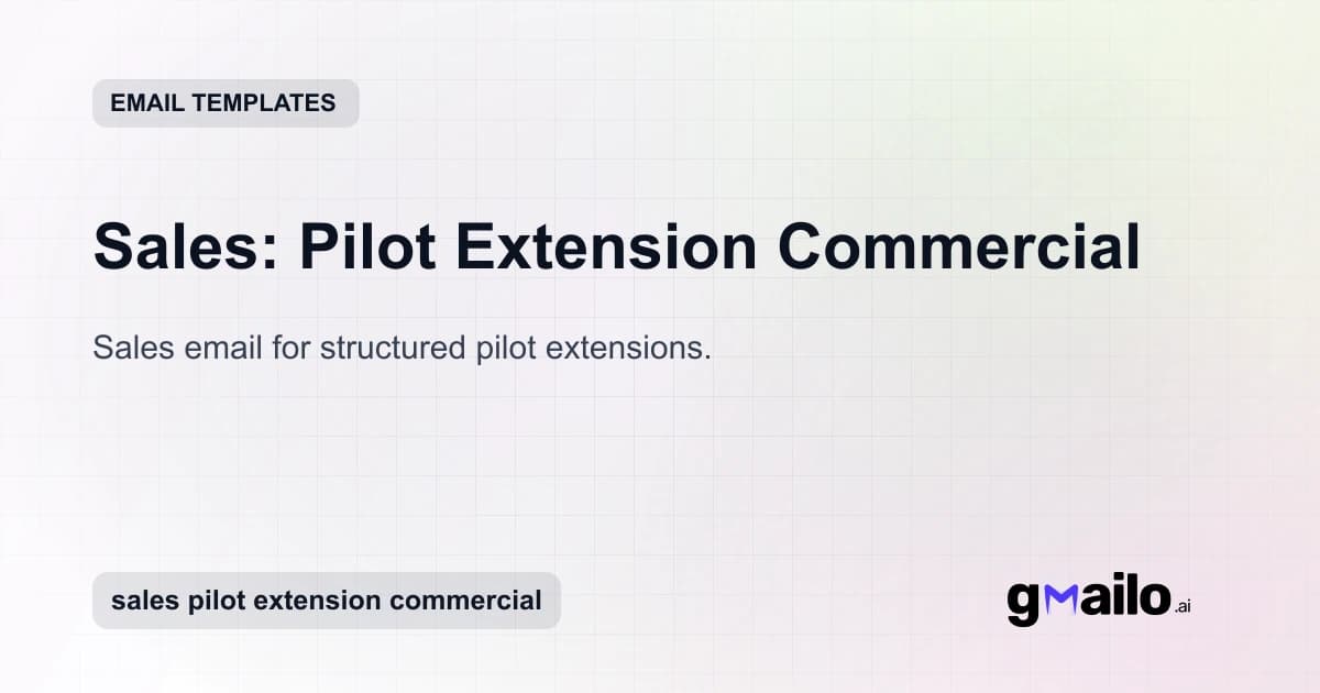 Sales: Pilot Extension Commercial email template thumbnail