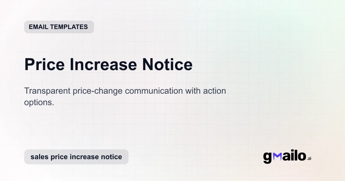 Price Increase Notice email template thumbnail