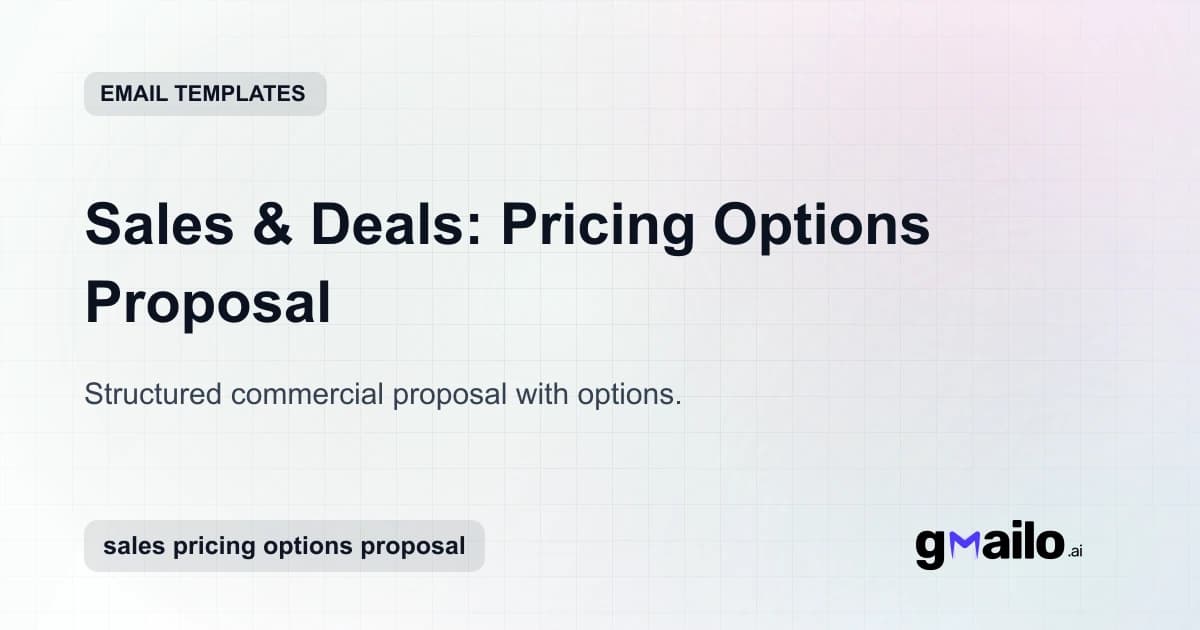 Sales & Deals: Pricing Options Proposal email template thumbnail